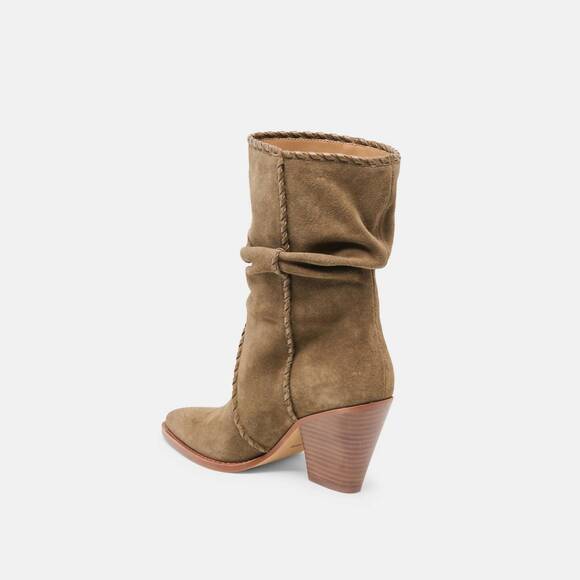 NEW DOLCE VITA women's julith block heel boots in olive suede - Picture 6 of 7